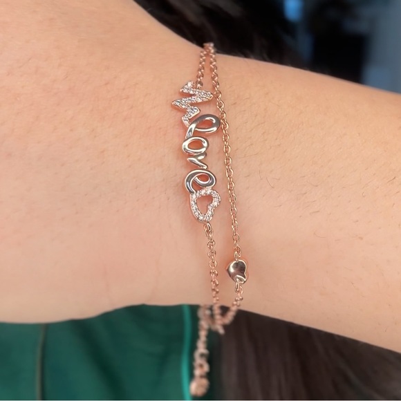 BRAND NEW GONA PARIS DOUBLE LOVE SCRIPT ROSE GOLD BRACELET - Picture 2 of 6